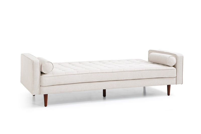 Button Studded Sofa Bed - Beige Fabric