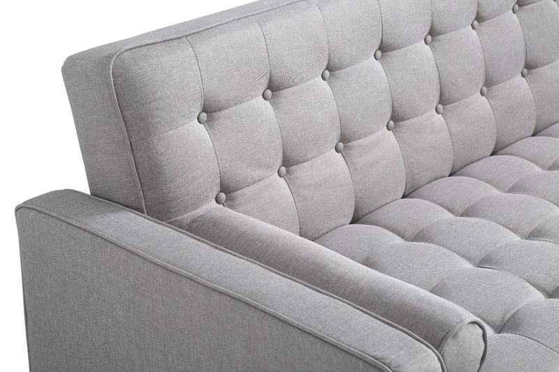 Button Studded Sofa Bed - Grey Fabric
