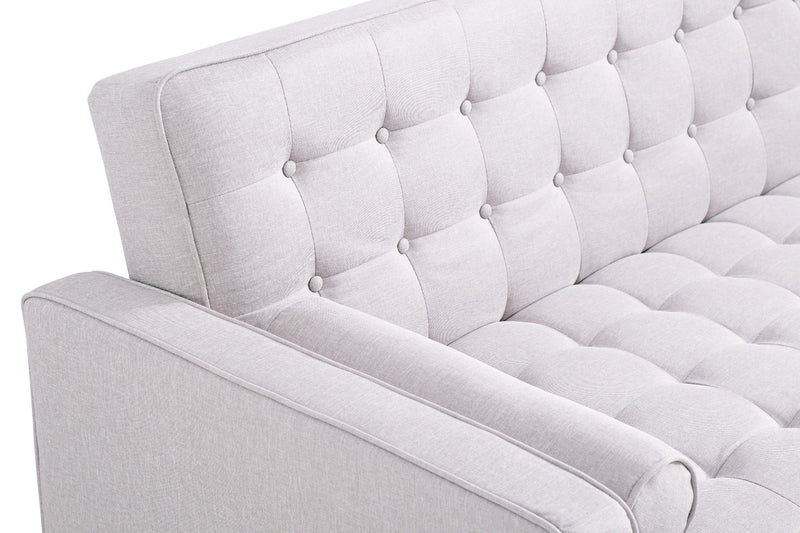 Button Studded Sofa Bed - Beige Fabric