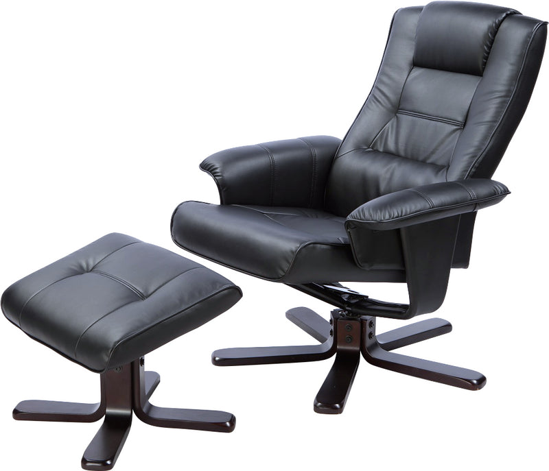 Grandiose Lounge Recliner With Footrest - Black