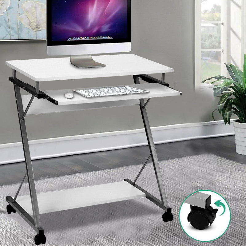 Pull Out Computer Desk - White