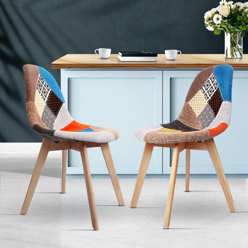 Set of 2 Retro Dining Chairs - Multicolor