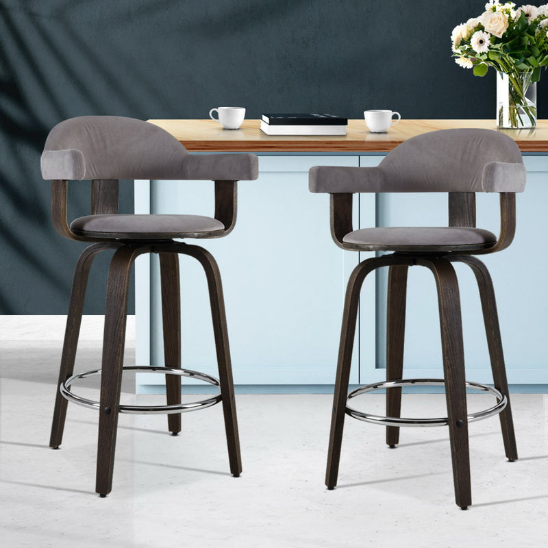 Set of 2 Crafted Chic Bar Stools - Grey