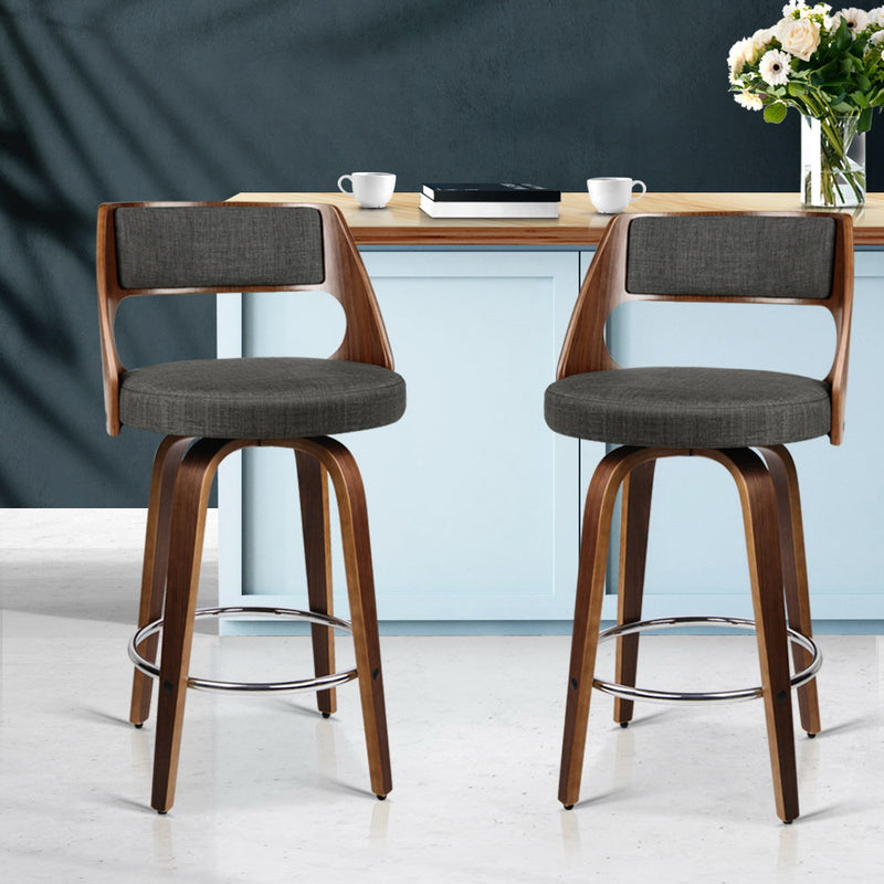 Set of 2 Modern Crafted Bar Stools