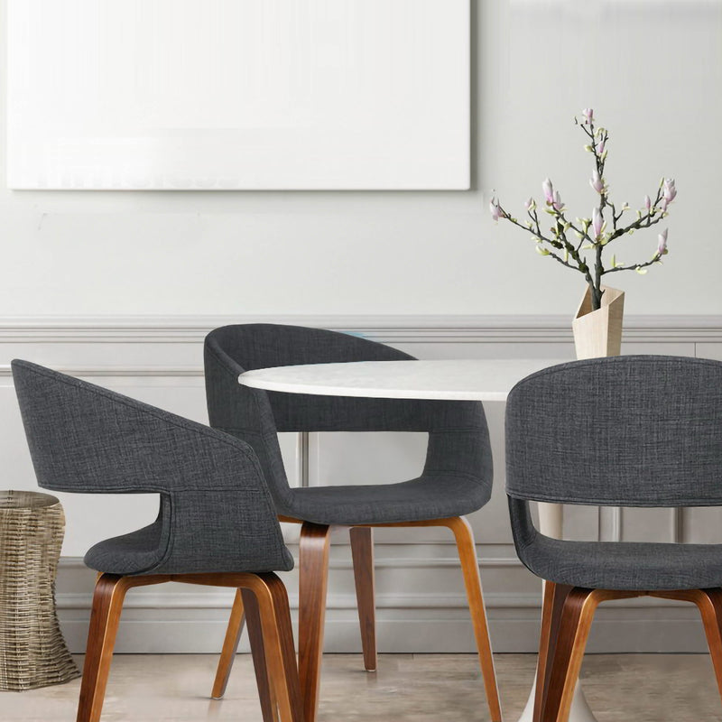Set of 2 Curved Seat Dining Chairs - Charcoal