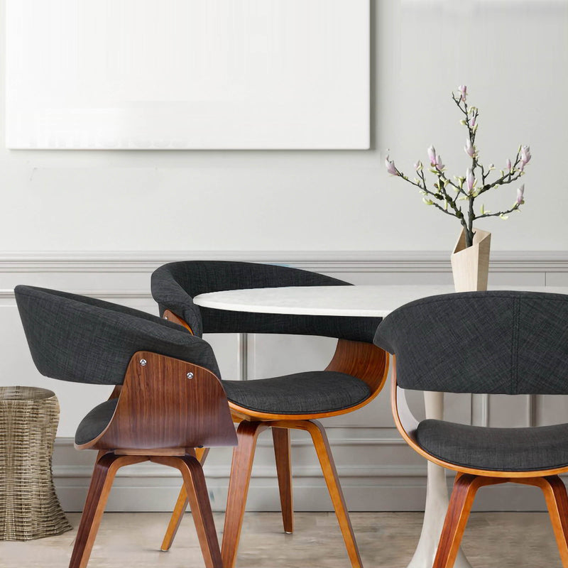 Retro Bentwood Cotton Dining Chair - Charcoal