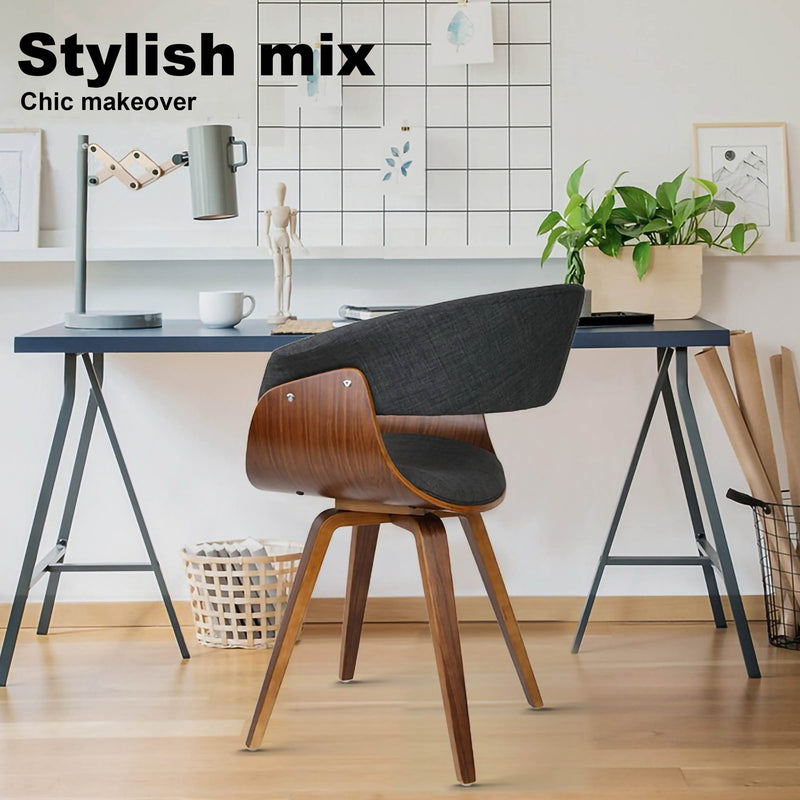 Retro Bentwood Cotton Dining Chair - Charcoal