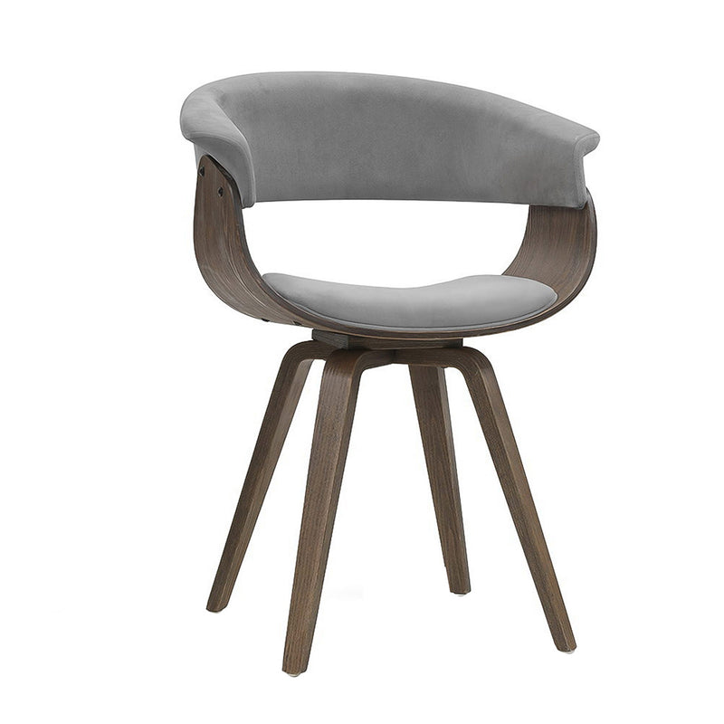 Retro Bentwood Velvet Dining Chair - Grey