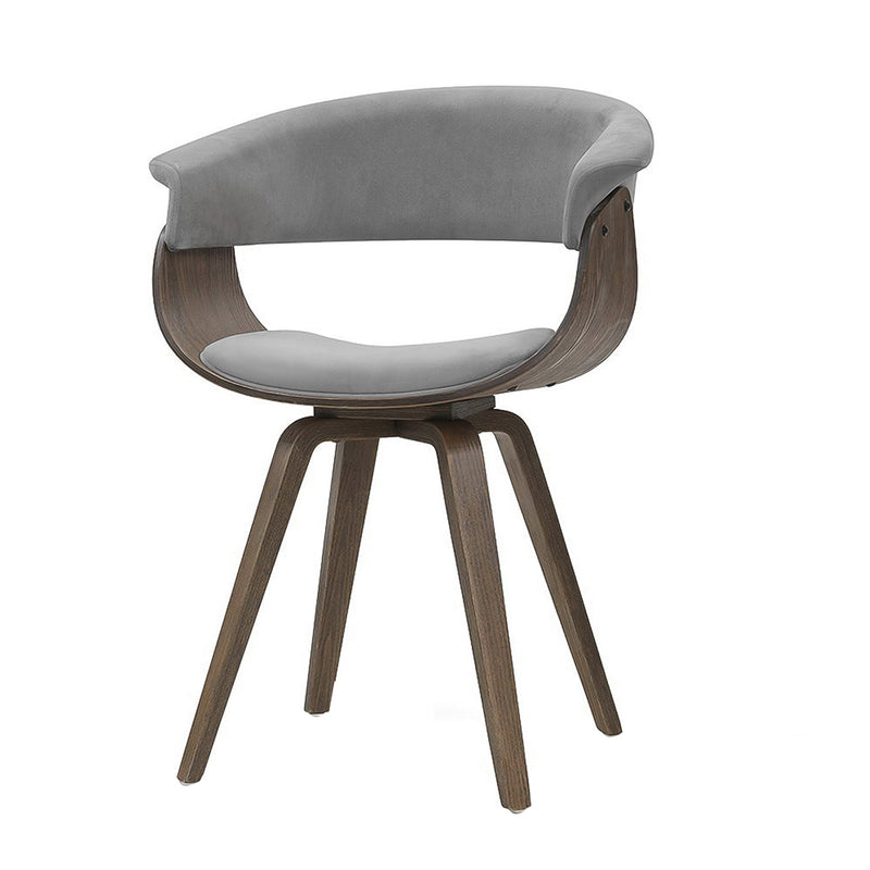 Retro Bentwood Velvet Dining Chair - Grey