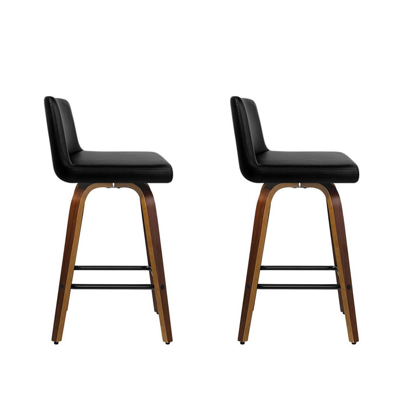 Set of 2 Crafted Leather Bar Stools