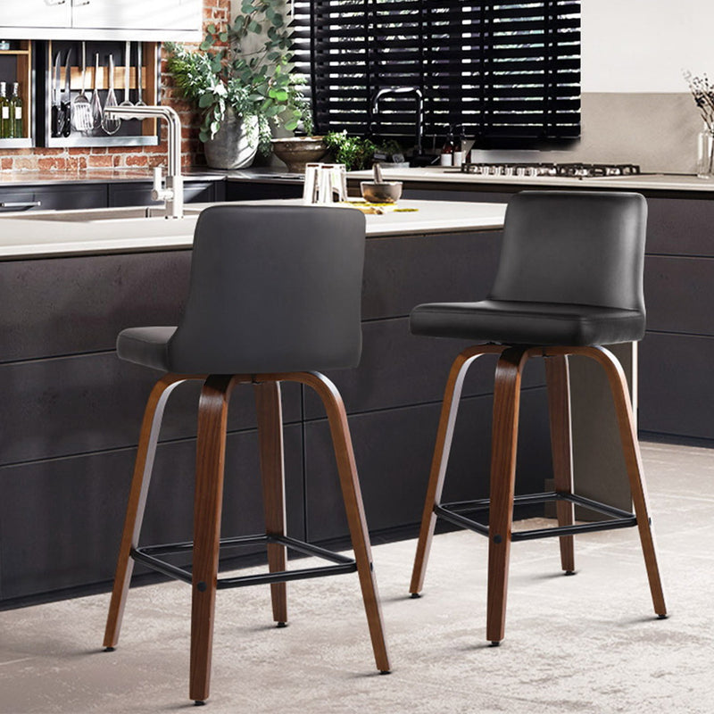 Set of 2 Crafted Leather Bar Stools