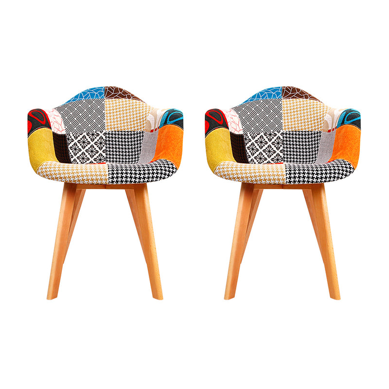 Set of 2 Retro Dining Armchairs - Multicolor