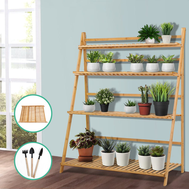 4-Tier Foldable Ladder Shelf Plant Stand