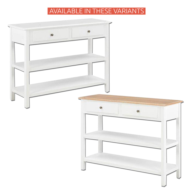 Calvin Console Table - White 2 Drawers 2 Shelves