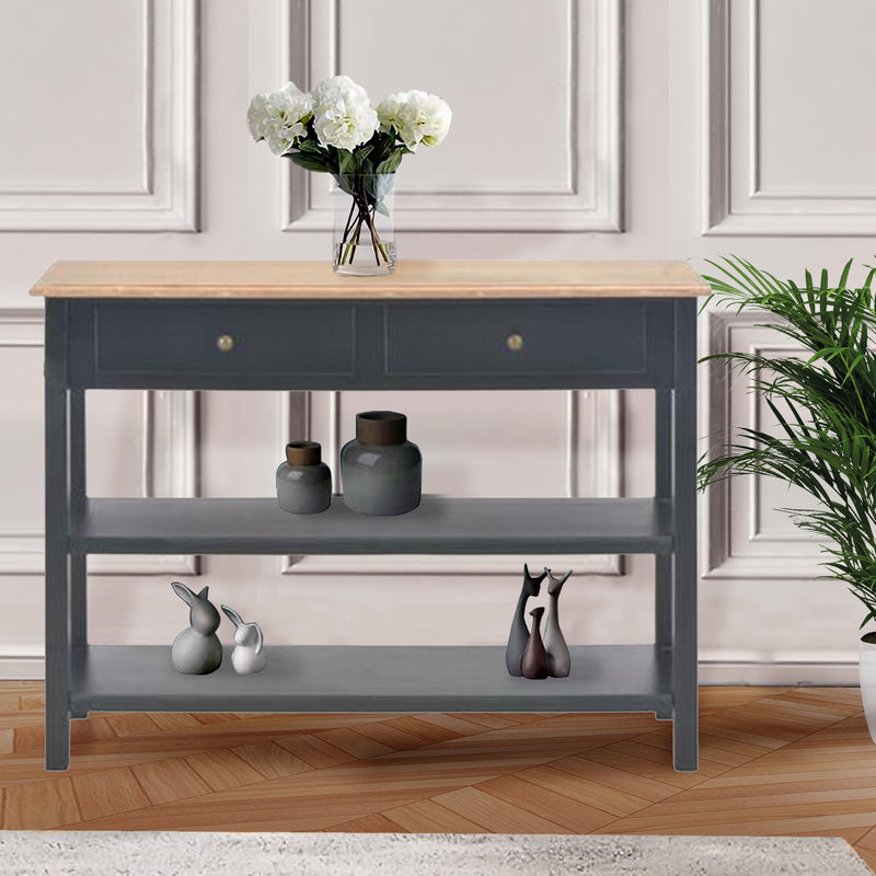 Calvin Console Table - Black 2 Drawers 2 Shelves
