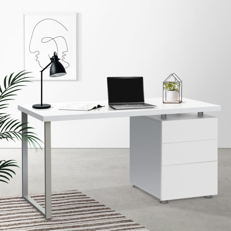 3-Drawer Ultramodern Computer Desk - White