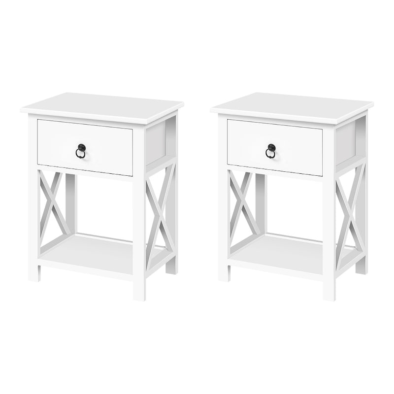 Set of 2 Retro Side Tables - White