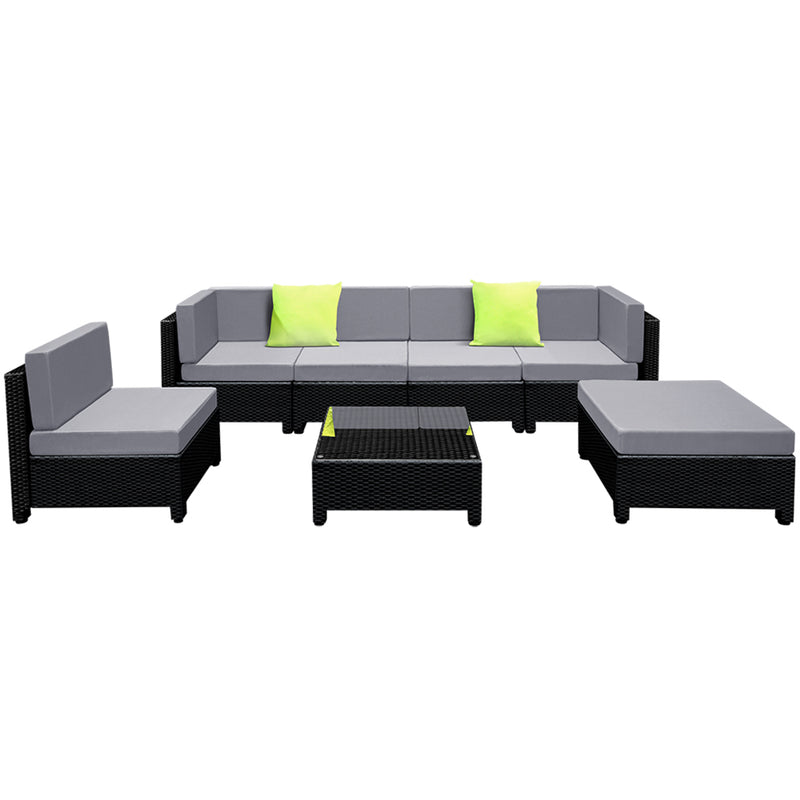 Sommerset 7PC Sofa Set Outdoor Furniture Lounge Setting Wicker Couches Garden Patio Pool