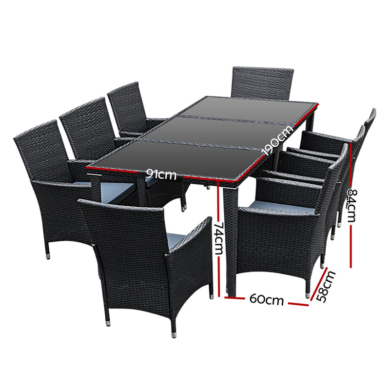 9-Piece Alfresco Dining Set - Table & Chairs Outdoor