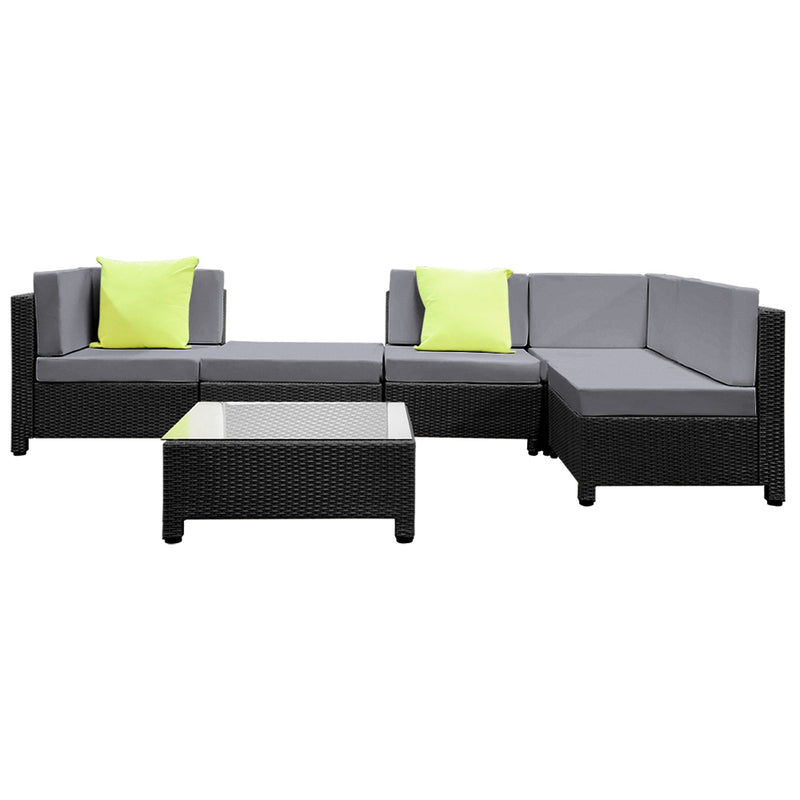 Sommerset Modular Sofa 6-Piece Outdoor  Set Black