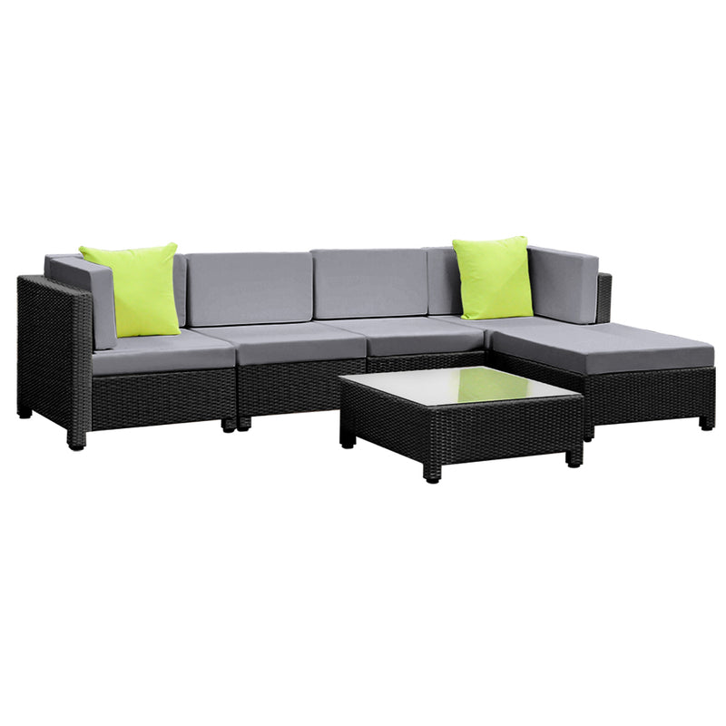Sommerset Modular Sofa 6-Piece Outdoor  Set Black