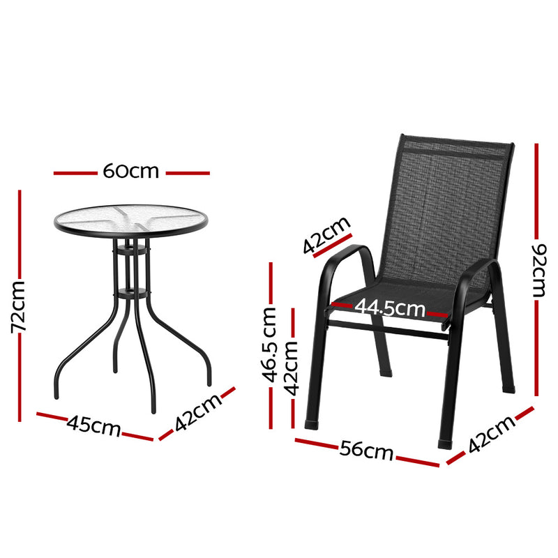 Zen Outdoor 5PC Table and X4 Stackable Chairs Outdoor Set Furniture