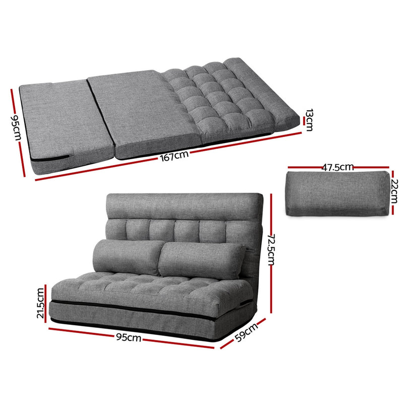 2-Seater Floor Sofa Bed - Grey