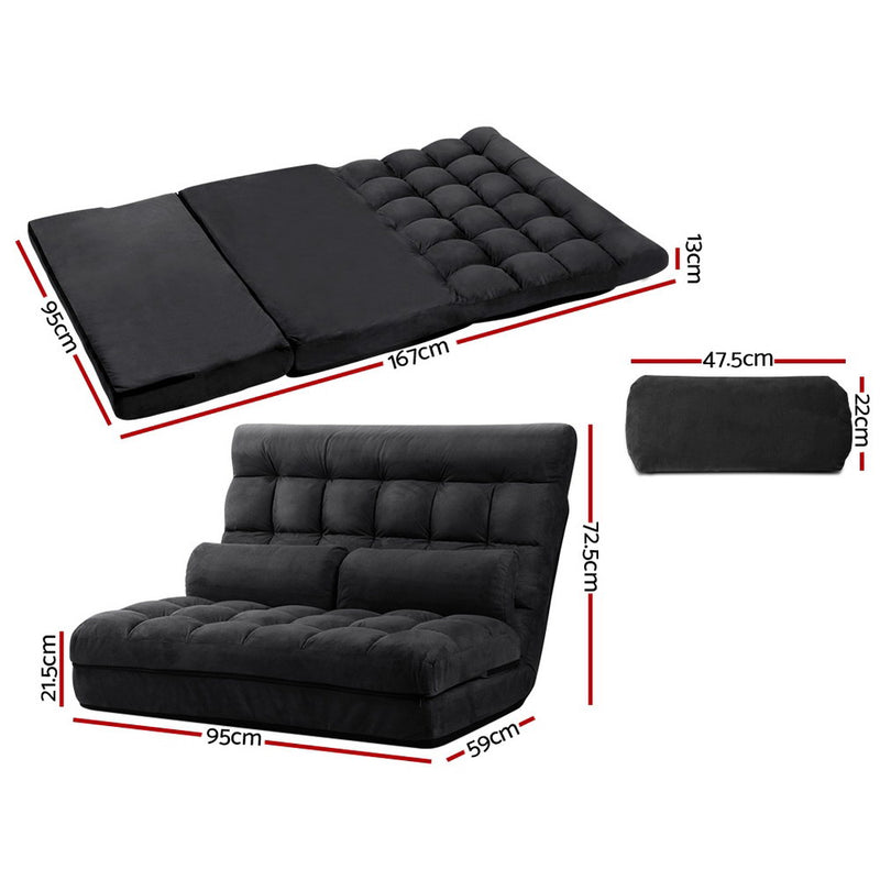 2-Seater Floor Sofa Bed - Charcoal