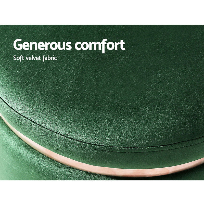 Round Velvet Stool Padded Seat Pouf - Premium Green