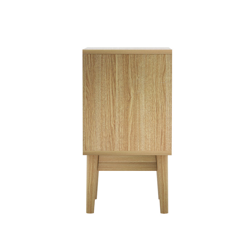 Modish Rattan Drawers Side Table Nightstand Storage Cabinet Wood