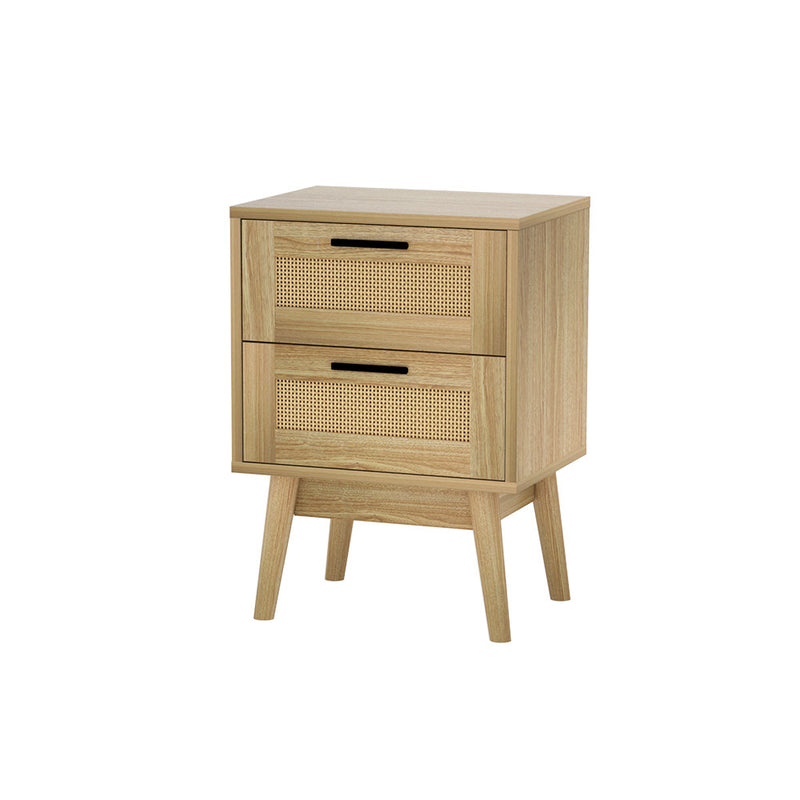 Modish Rattan 2 Drawers Side Table Nightstand Storage Cabinet