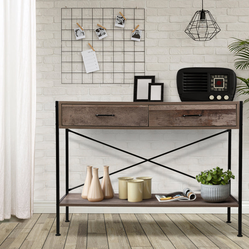 Rustic Criss-Cross Console Table