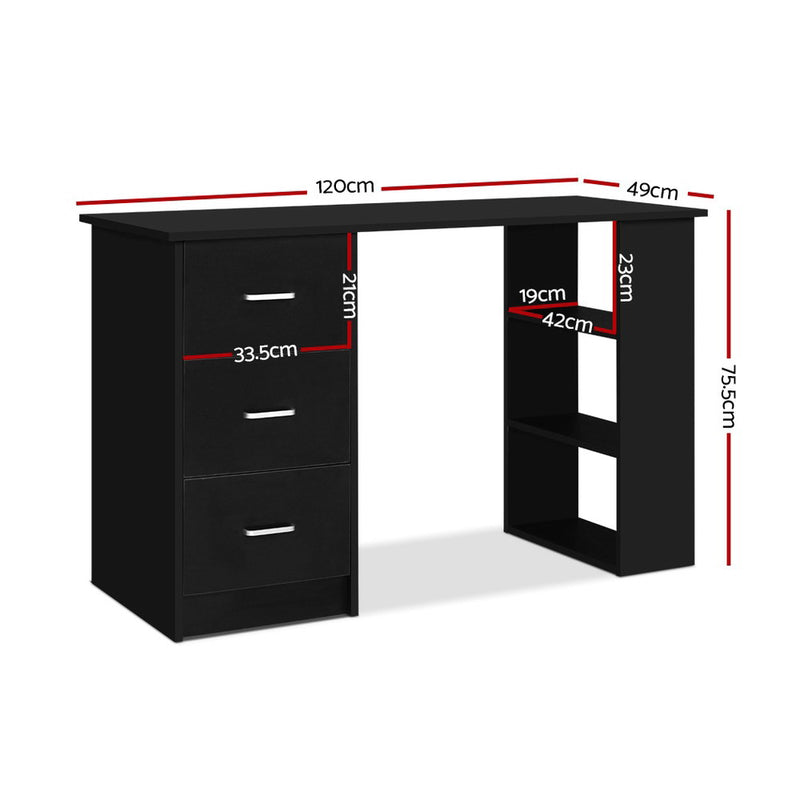 Compact 3-Tier Office Desk - Black