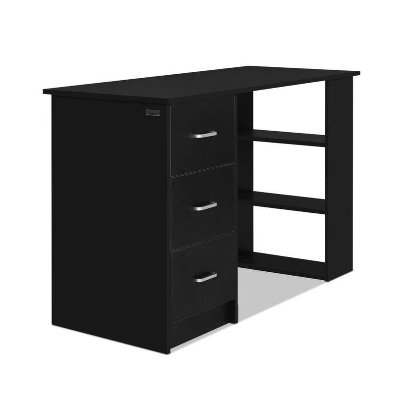 Compact 3-Tier Office Desk - Black