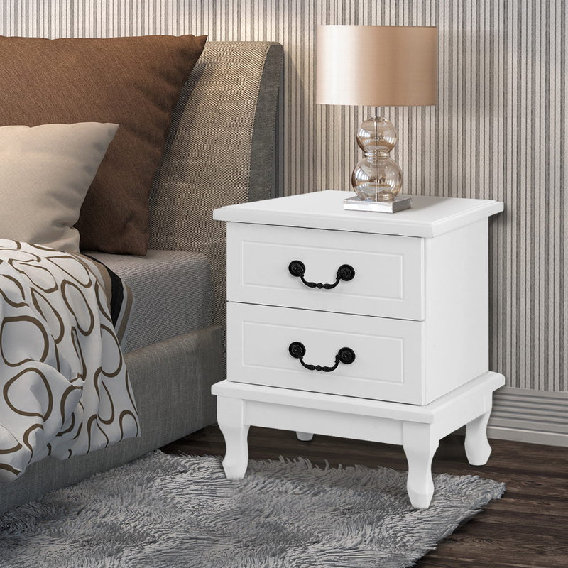 Meerah Bedside Tables 2 Drawers Side Table French Nightstand Storage Cabinet