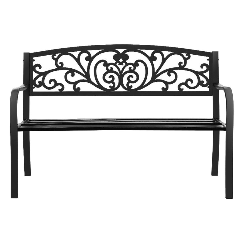 Victorian Patterned Steel Bench - Black