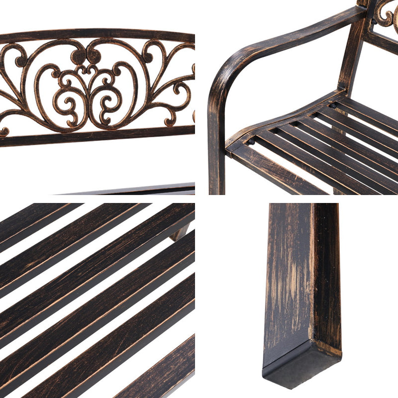 Victorian Patterned Steel Bench - Bronze