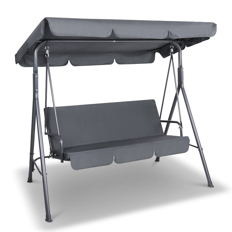 Outdoor Canopy Swing Chair - 3 Seater - Grey