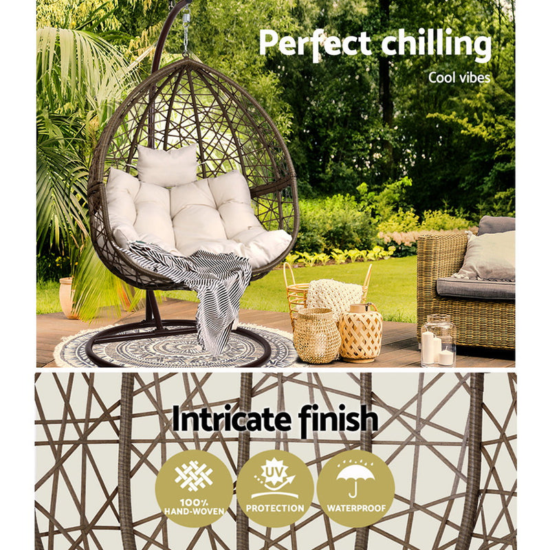Indoor/Outdoor Hanging Egg Chair - Brown