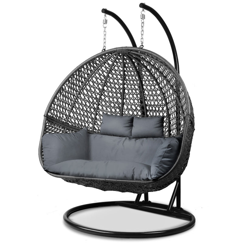 Indoor/Outdoor Hanging Egg Chair - Double - Black