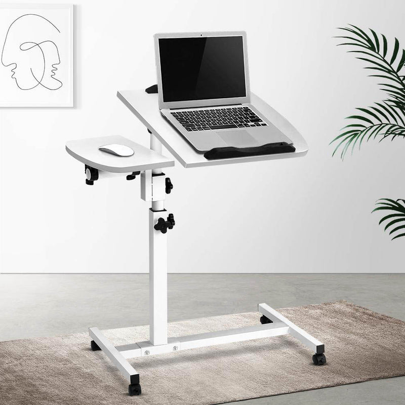 Adjustable Computer Stand with Cooler Fan - White