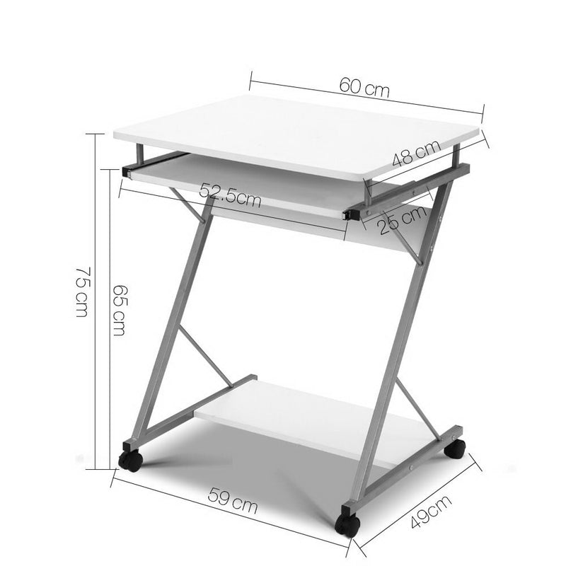 Pull Out Computer Desk - White