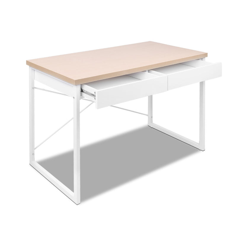 2-Drawer Metal Desk - White