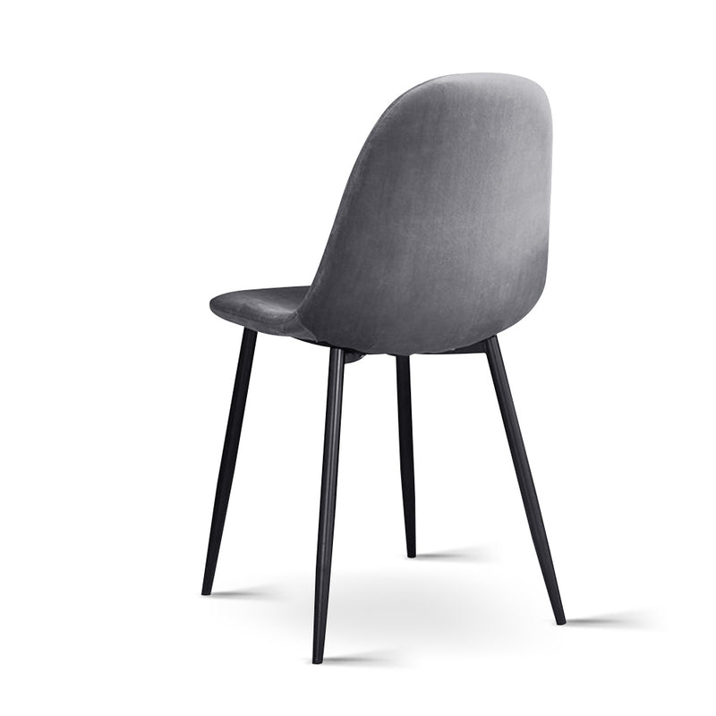 Set of 4 Modern Dining Chair - Dark Grey Velvet