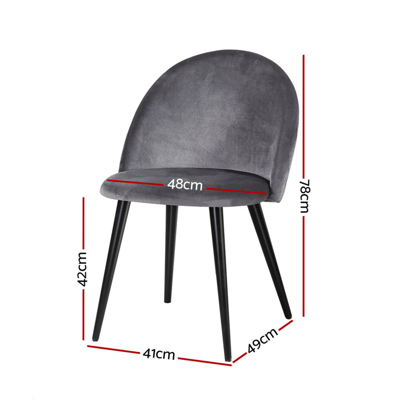 Set of 2 Modern Dining Chair - Dark Grey Velvet