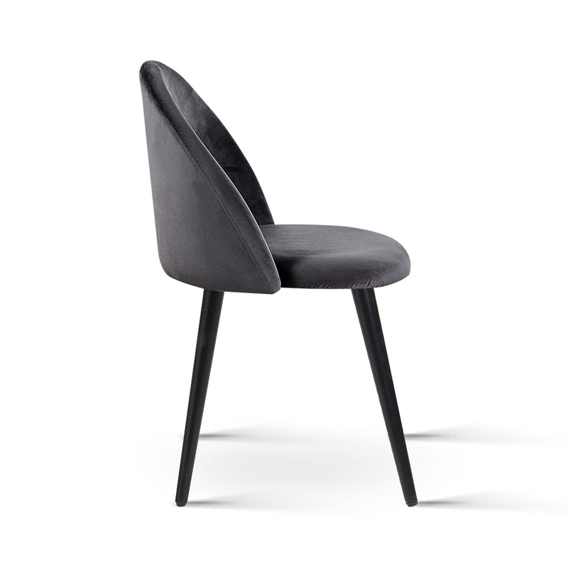 Set of 2 Modern Dining Chair - Dark Grey Velvet