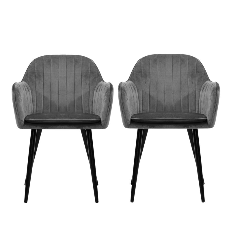 Set of 2 Retro Dining Chairs - Grey