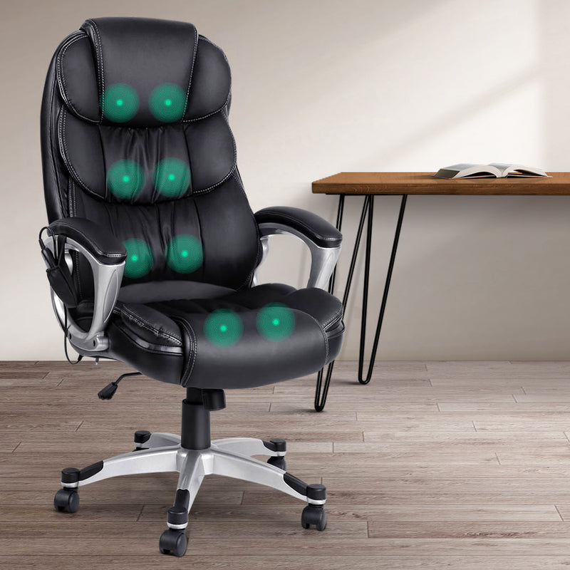 Comfy Office Reclining Chair - Black 8 Point Massage