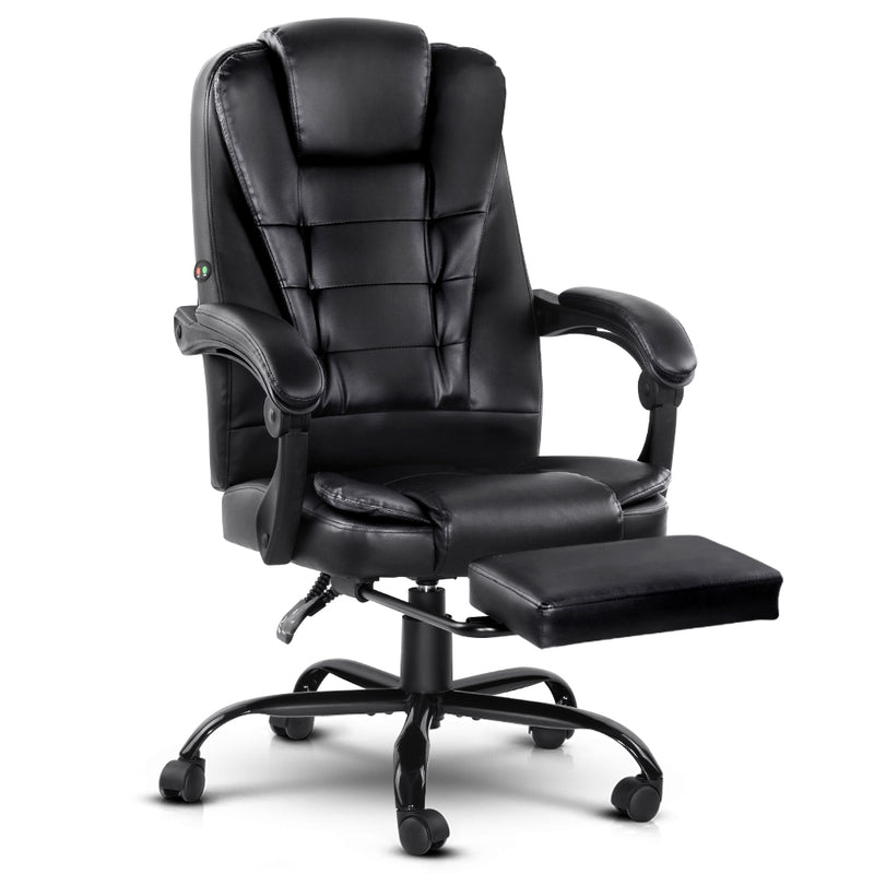 2-Zone Massage Office Chair - Black w/ Footrest