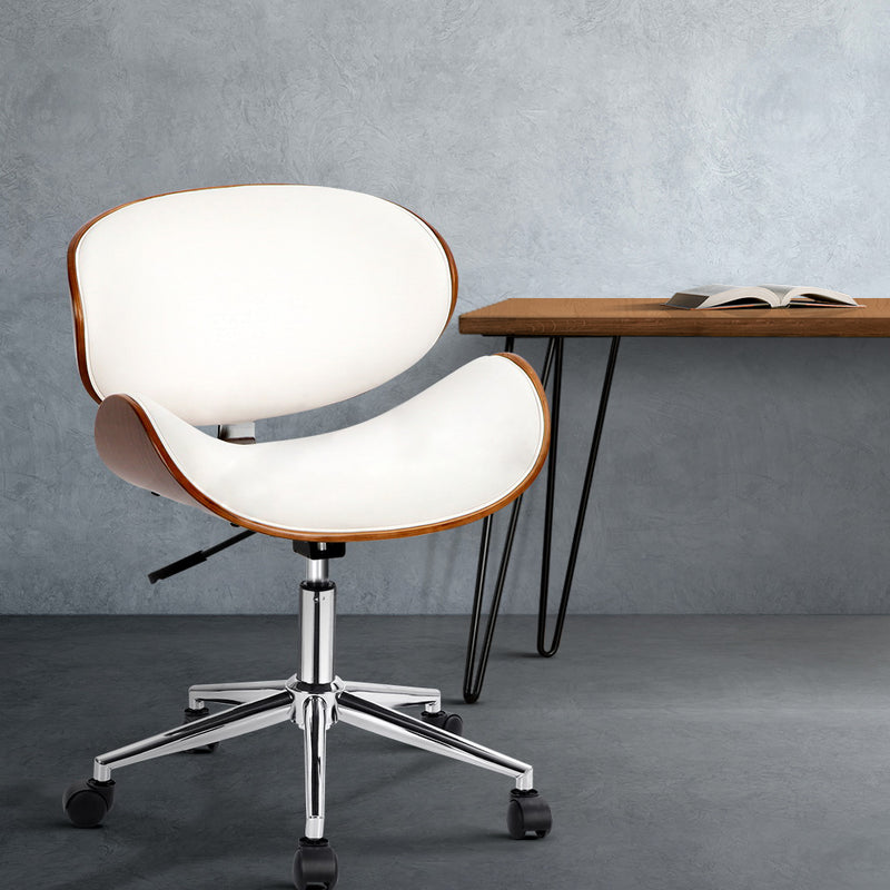 Unique Swivel Office Chair - White